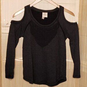 Knox Rose Charcoal Grey Cold Shoulder Crochet Detail Sweatshirt Small